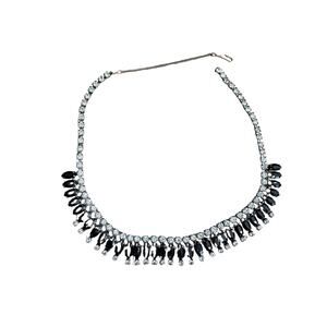Vintage Clear and Black Glass Rhinestone Choker